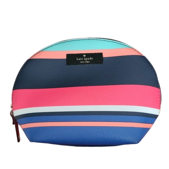 kate spade Handbags - KATE SPADE Striped Small Dome Cosmetic Bag Case Multi Color
